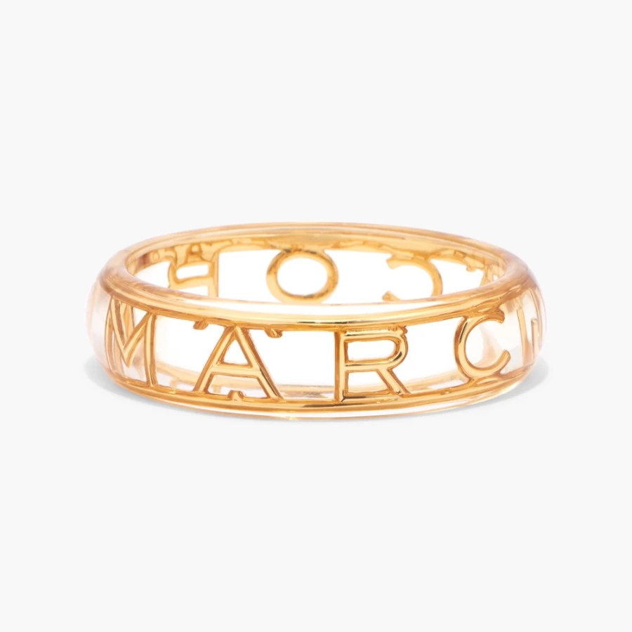 Marc Jacobs Monogram Bangle Bracelet in Clear & Gold