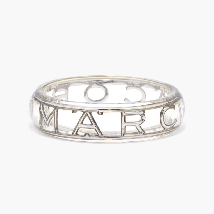 Marc Jacobs Monogram Bangle Bracelet in Clear & Silver | Stylish Designer Cuff for Women