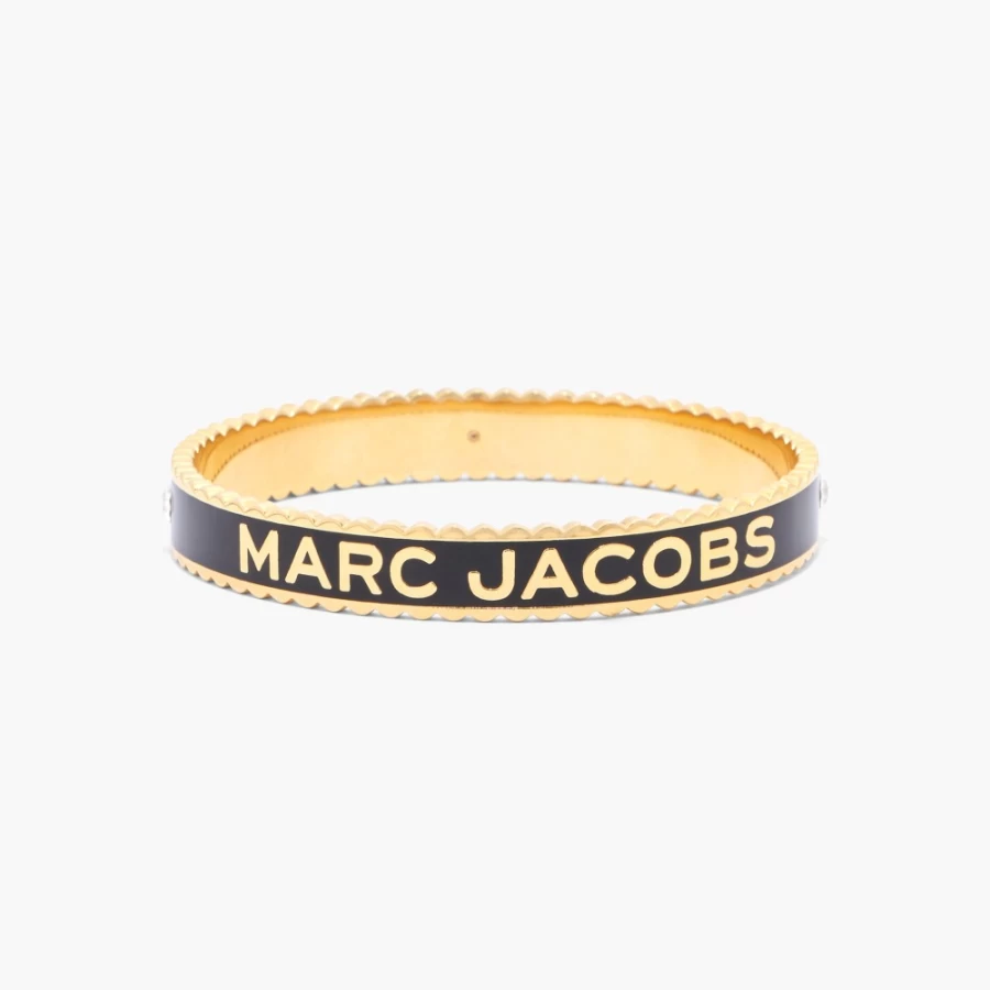 Marc Jacobs Black & Gold Medallion Large Bangle Bracelet