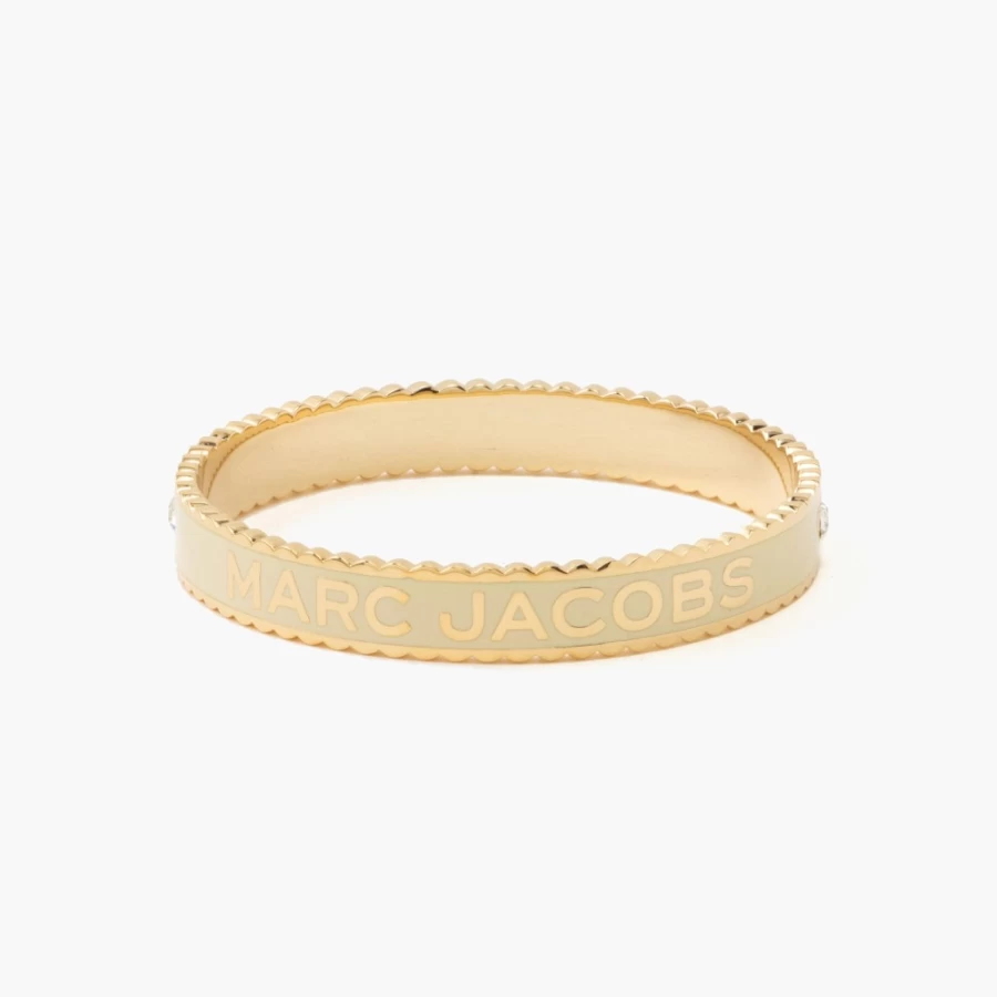 Marc Jacobs The Medallion Large Bangle in Cream & Gold - Statement Cuff Bracelet