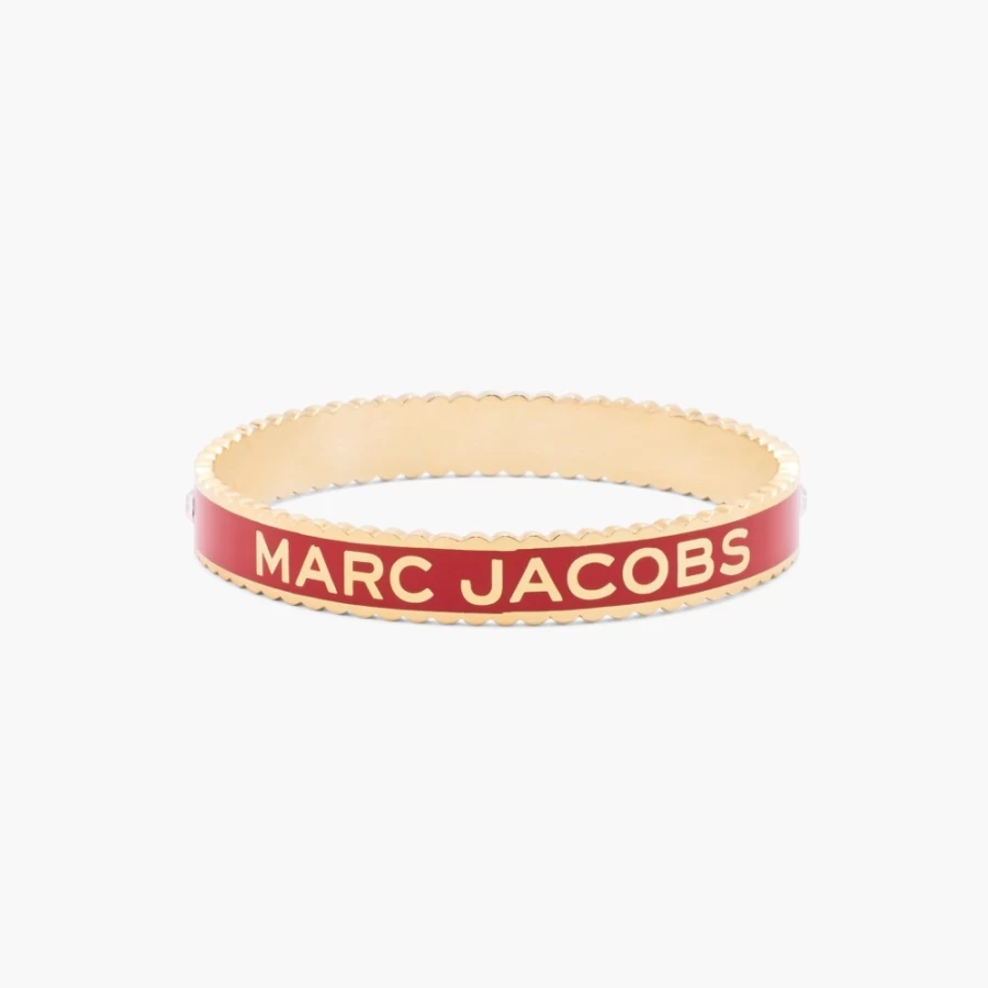 Marc Jacobs The Medallion Large Bangle Bracelet in True Red & Gold
