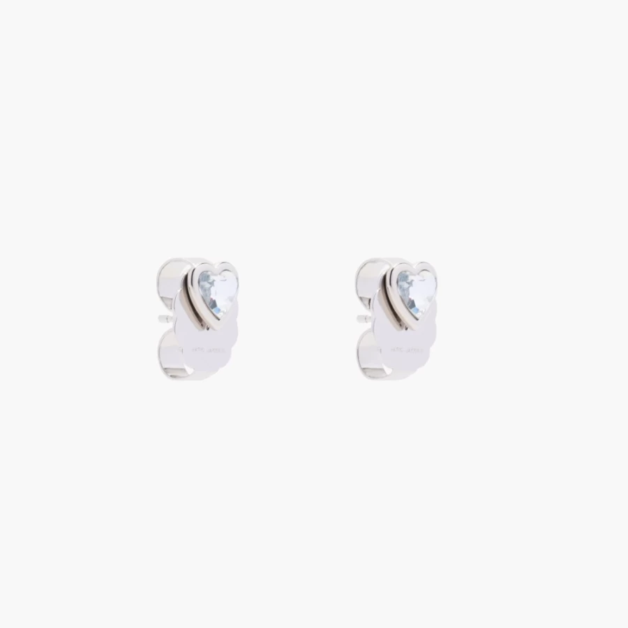 Marc Jacobs Crystal & Silver Charmed Heart Stud Earrings – Elegant Jewelry Gift