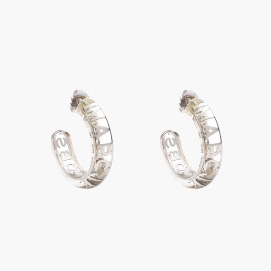 Marc Jacobs Monogram Hoops Earrings in Clear & Silver | Iconic Designer Jewelry