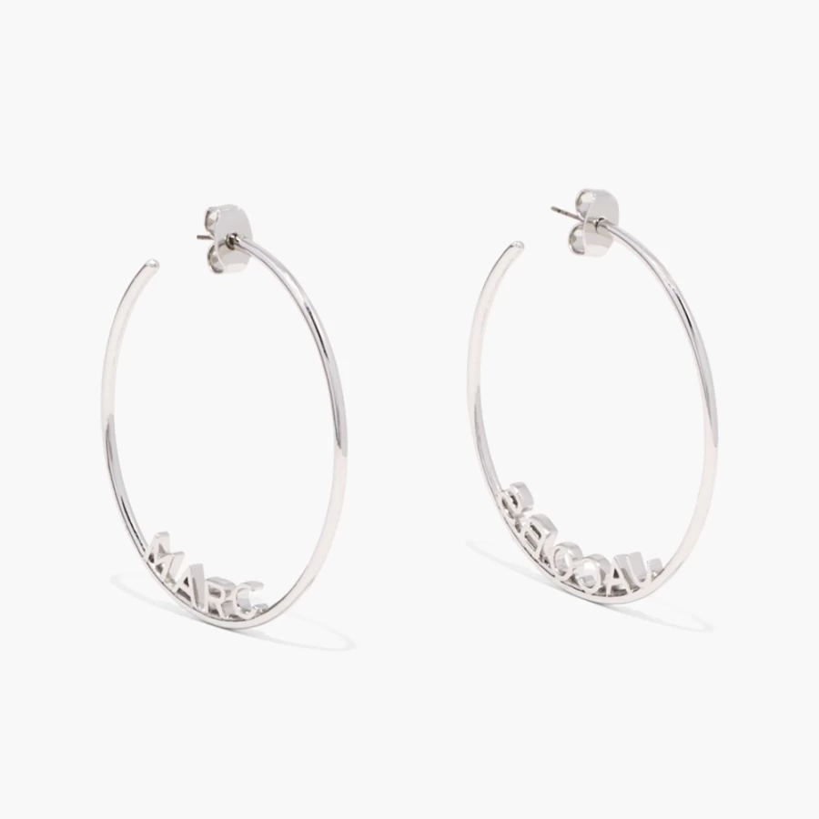 Marc Jacobs Silver Monogram Hoops - Stylish Elegant Earrings