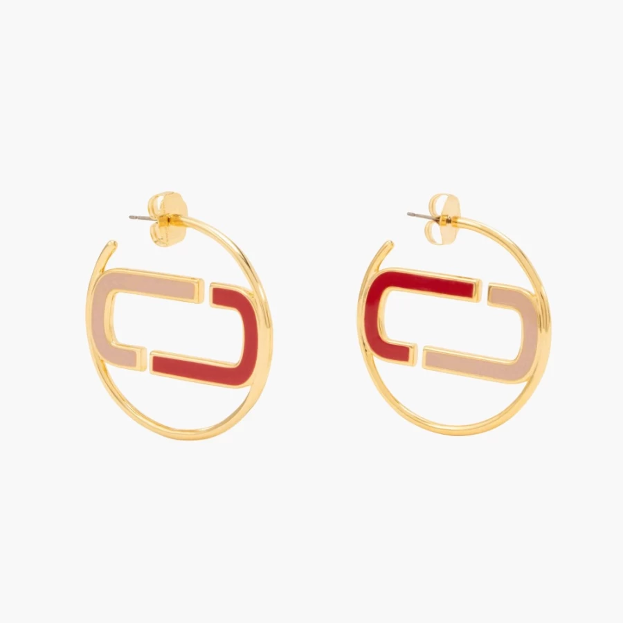 Marc Jacobs True Red Multi & Gold Colorblock Hoop Earrings