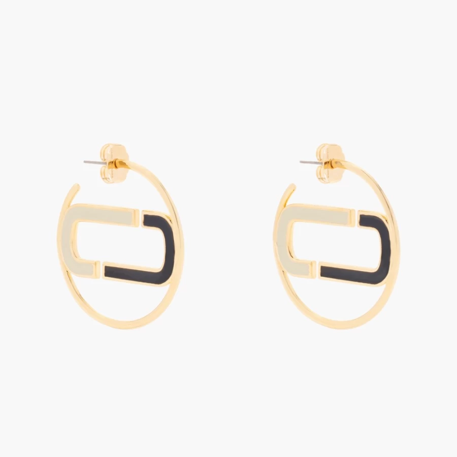Marc Jacobs Black Multi/Gold Colorblock Hoop Earrings