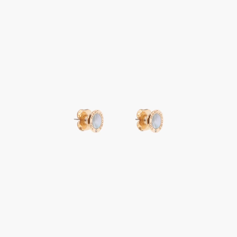 Marc Jacobs Gold-Tone Mother of Pearl Stud Earrings | MOP & Gold Hoop Earrings for Women
