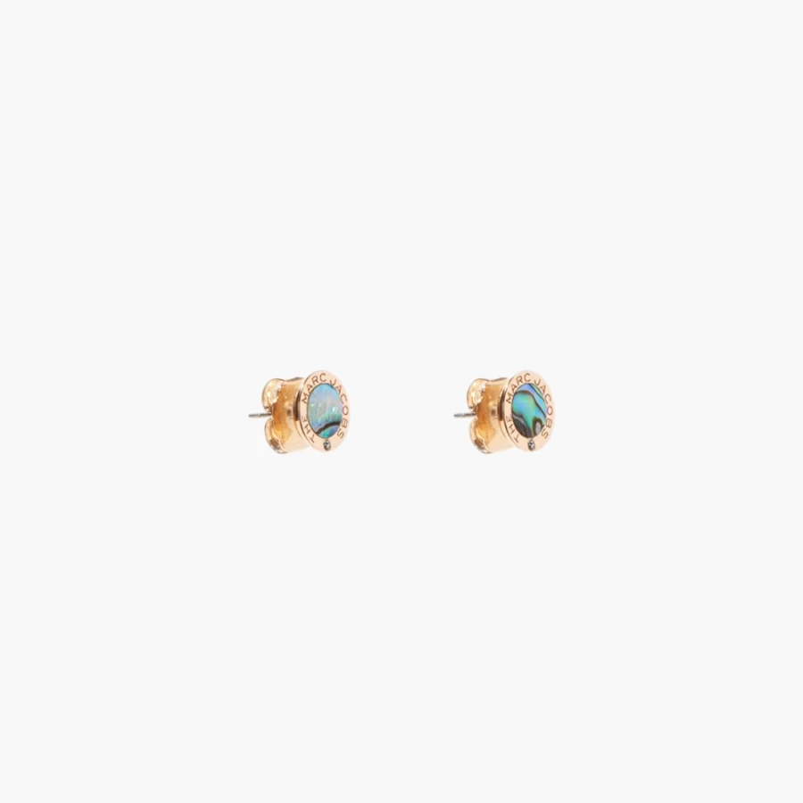Marc Jacobs Abalone Shell Gold-Tone Earrings – Medallion Design