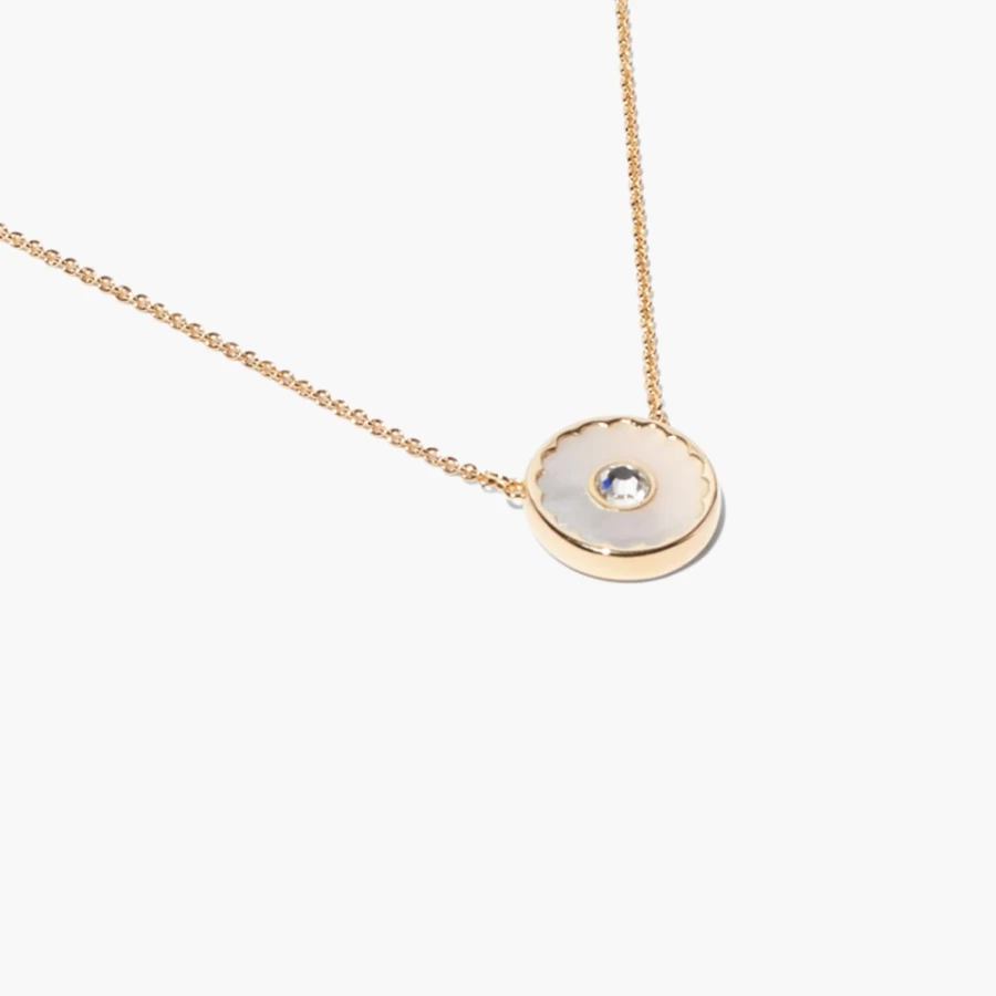 Marc Jacobs Gold-Tone Mother of Pearl Medallion Pendant Necklace