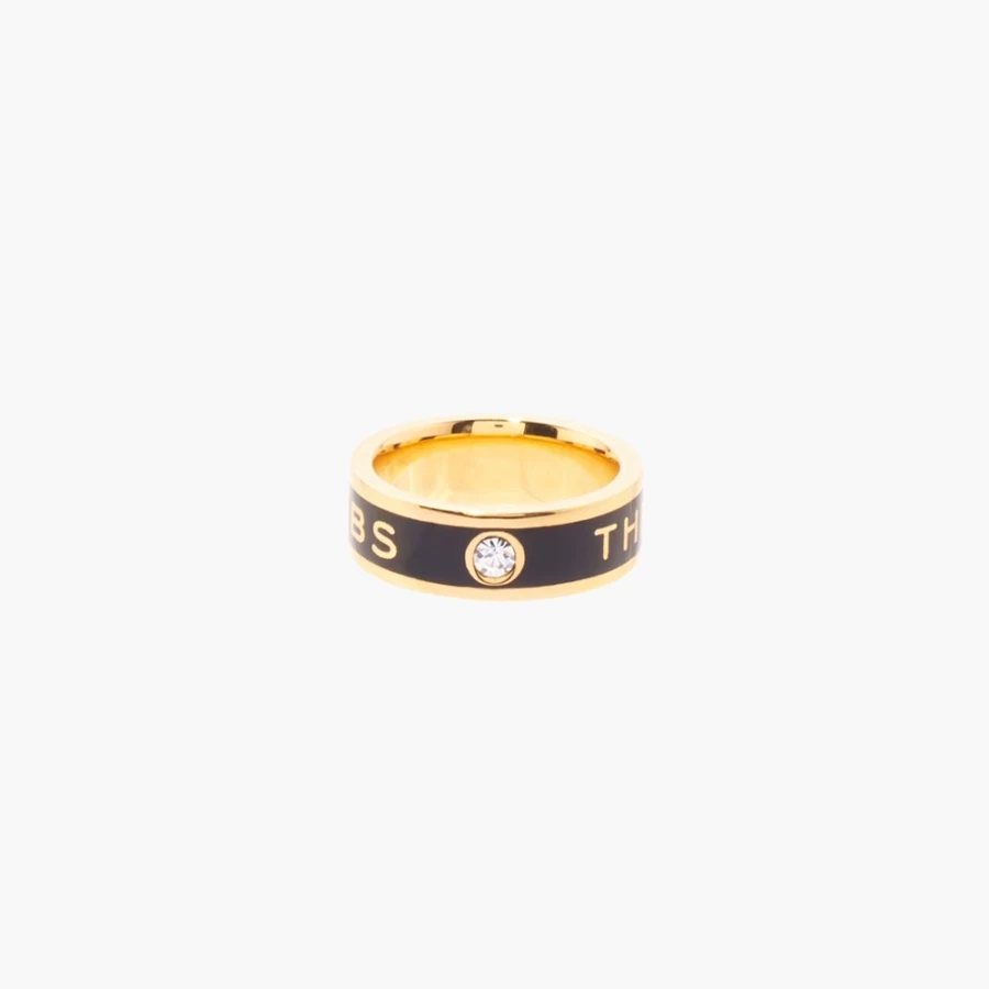 Marc Jacobs Black and Gold Medallion Ring for Men & Women – Stylish Statement Jewelry