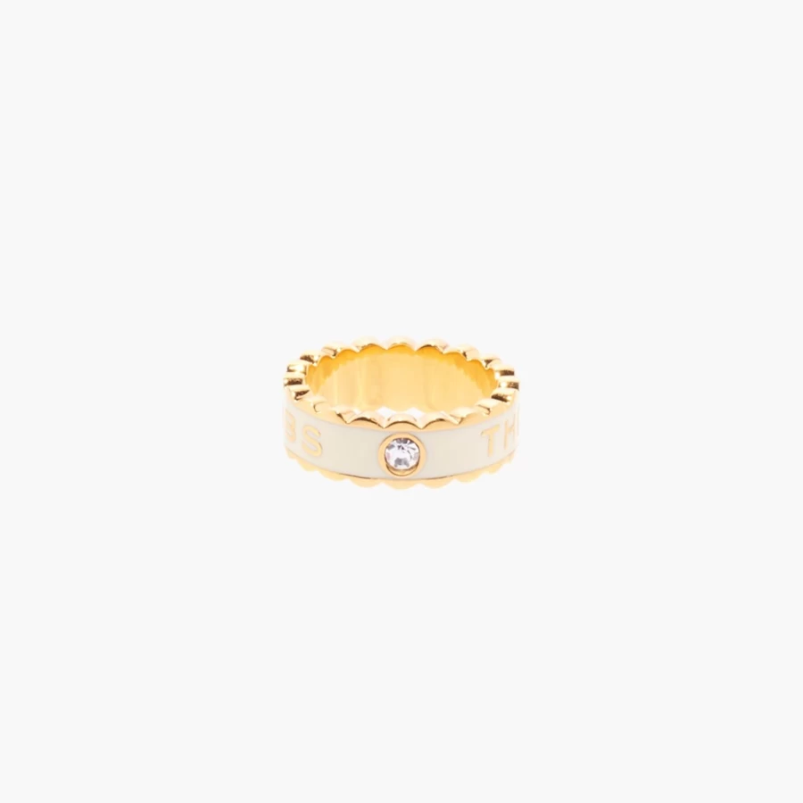 Marc Jacobs Cream & Gold Scallop Medallion Ring – Elegant Designer Jewelry