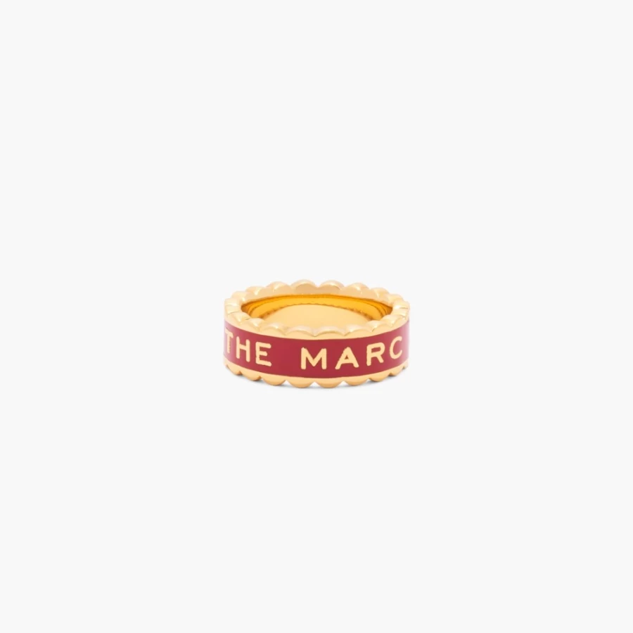 Marc Jacobs True Red & Gold Scallop Medallion Ring - Elegant Statement Jewelry