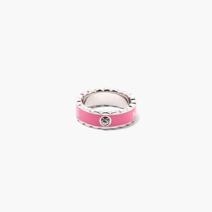 Marc Jacobs Candy Pink & Silver Scallop Medallion Ring - Elegant Jewelry