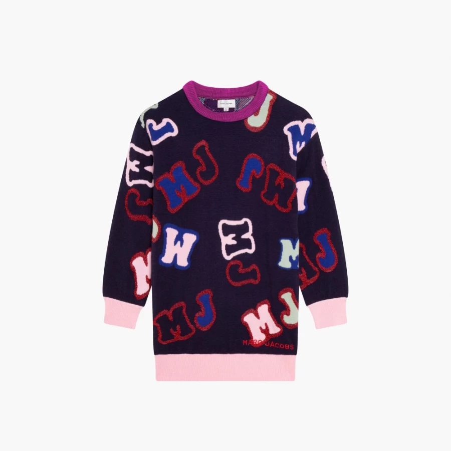 Marc Jacobs Navy Multi Jacquard Knit Little Girl's Dress