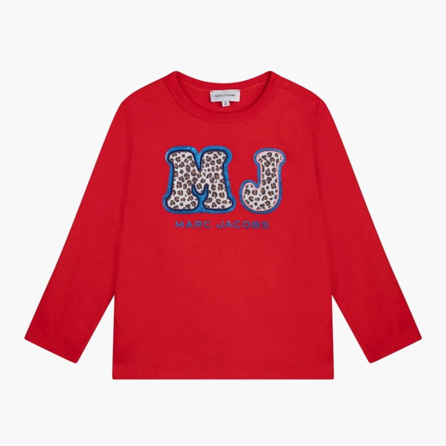 Marc Jacobs New Red Faux Fur Embellished Long Sleeve Logo T-Shirt