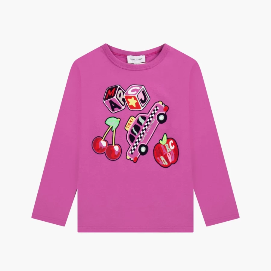 Marc Jacobs Fuchsia Long Sleeve T-Shirt with Patch Detail