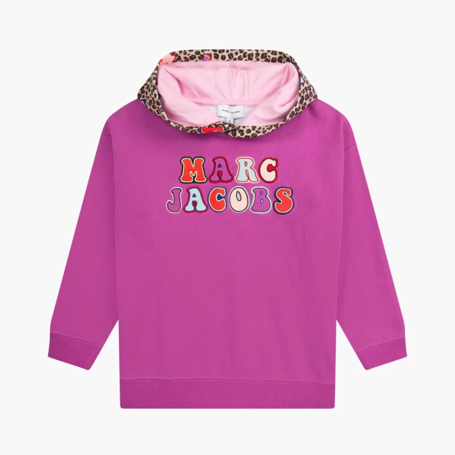 Marc Jacobs Fuchsia French Terry Hoodie for Women - Oversized All-Over Print Pullover Sweatshirt