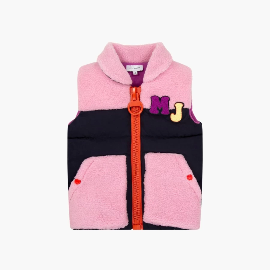 Marc Jacobs Navy Multi Colorblock Faux Shearling Vest for Women