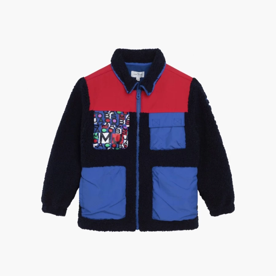 Marc Jacobs Navy Faux Shearling Monogram Cardigan for Women - Cozy Winter Knit Sweater