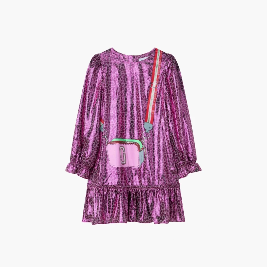 Marc Jacobs Maroon Micro Cheetah Print Trompe L'Oeil Midi Dress