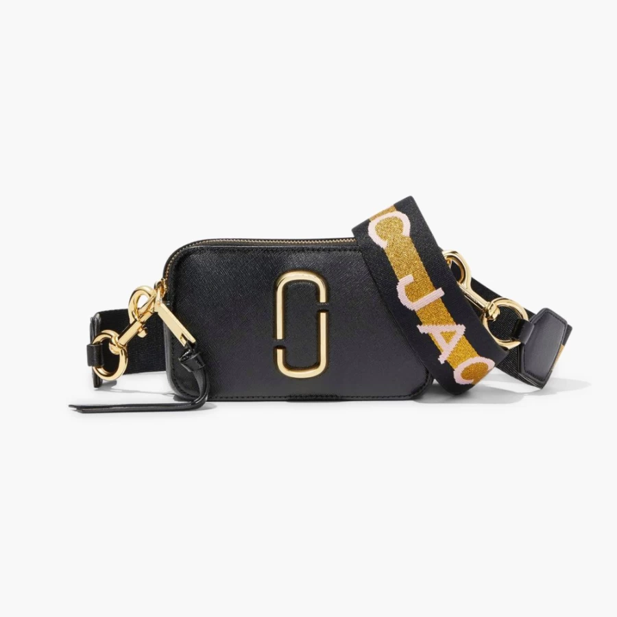 Marc Jacobs The Logo Strap Snapshot Bag in New Black Multi Color