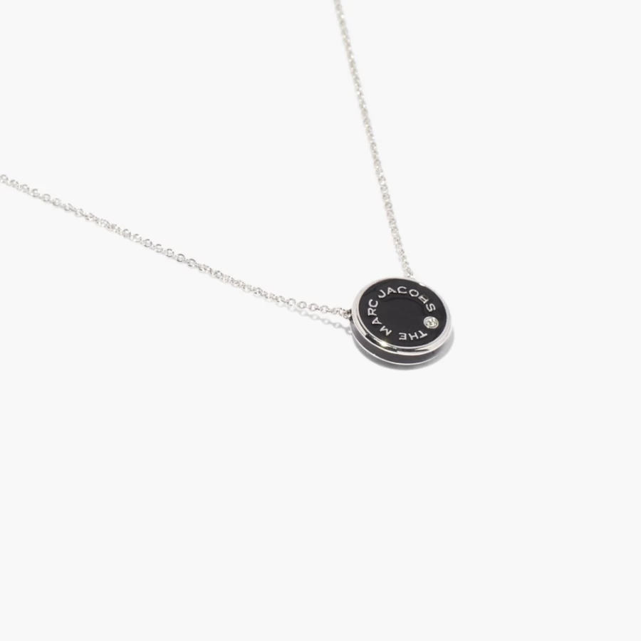 Marc Jacobs Black and Silver Medallion Pendant Necklace
