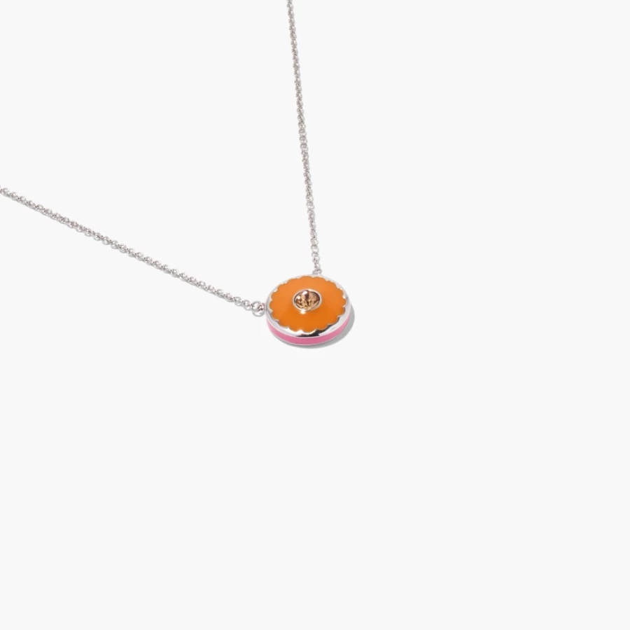 Marc Jacobs Candy Pink & Silver Medallion Pendant Necklace