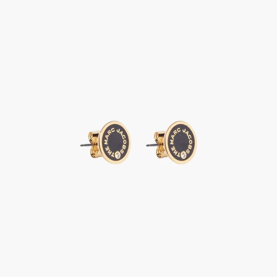 Marc Jacobs Black & Gold Medallion Stud Earrings