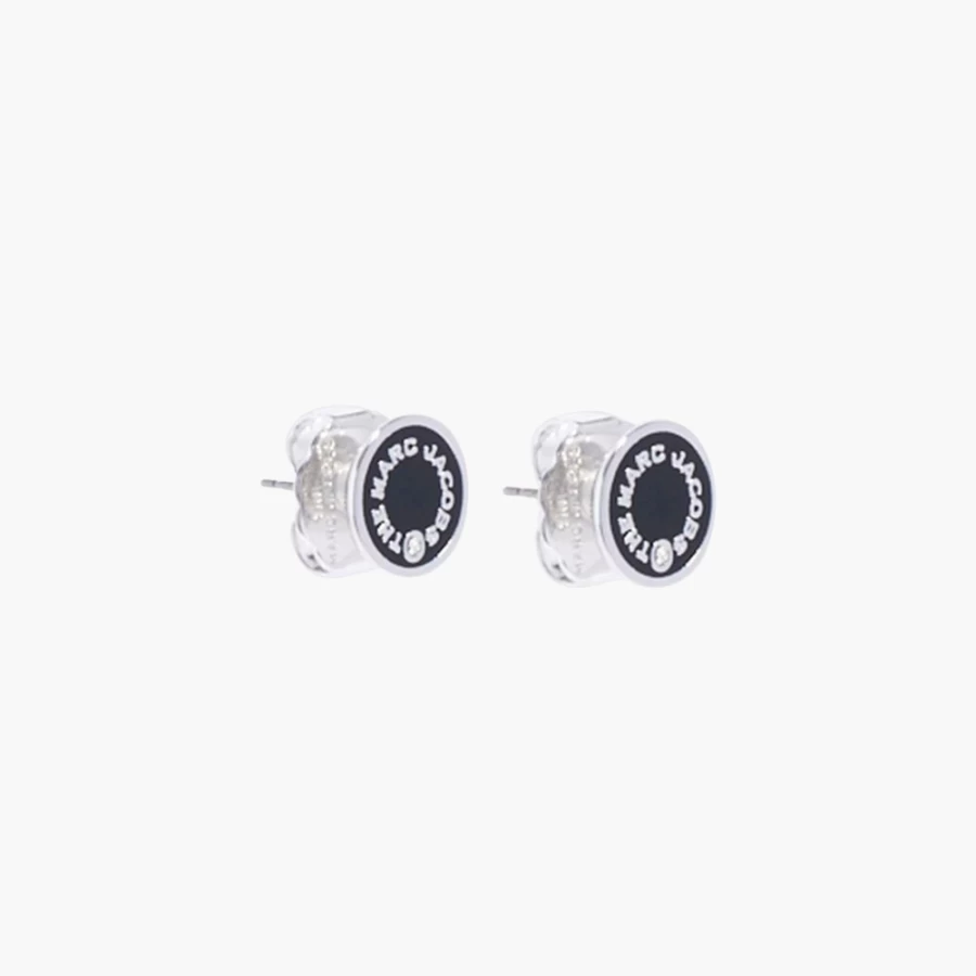 Marc Jacobs Black and Silver Medallion Stud Earrings
