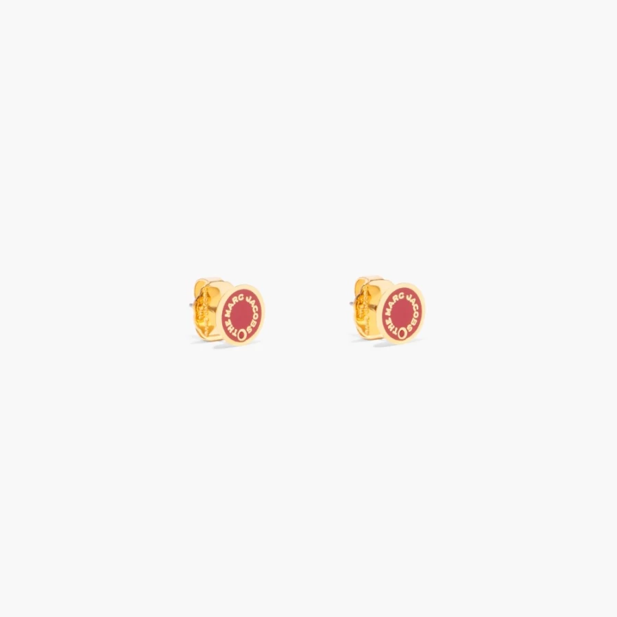 Marc Jacobs True Red & Gold Medallion Stud Earrings