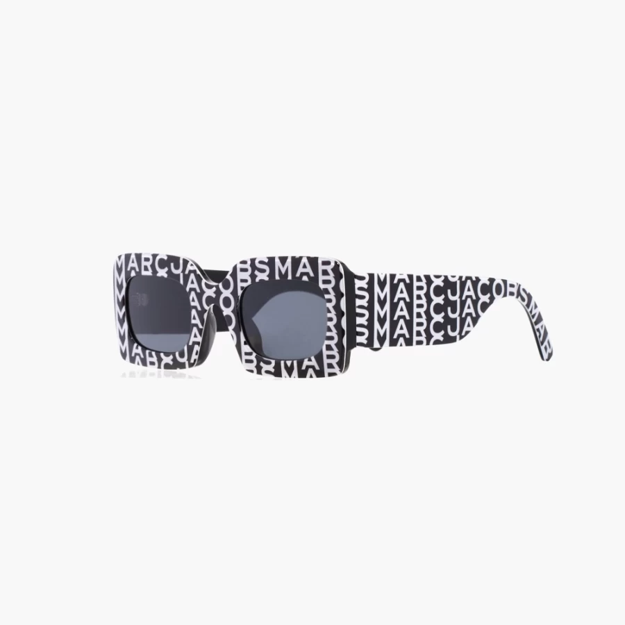 Marc Jacobs Black & White Monogram Rectangular Sunglasses