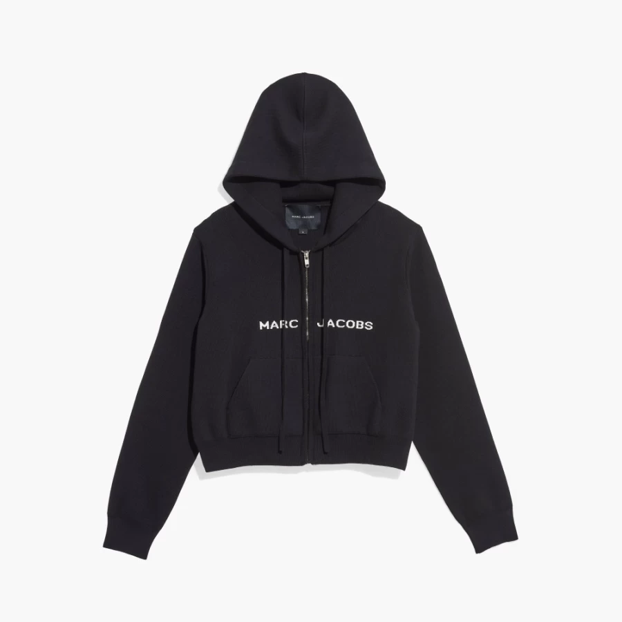Marc Jacobs Black Cropped Zip Hoodie - Stylish Women's Fashion Jacket