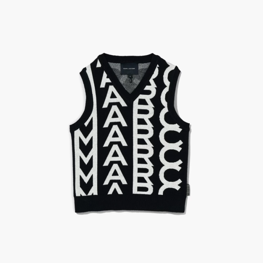 Marc Jacobs Black Ivory Monogram Knit Vest for Men/Women