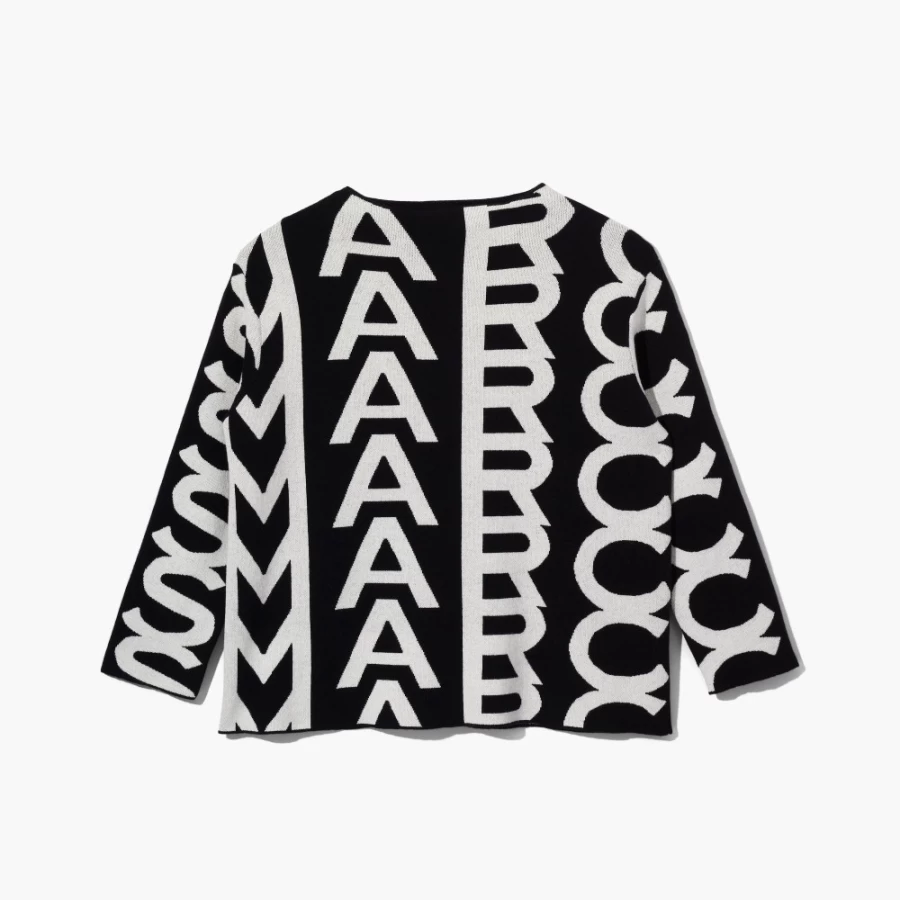 Marc Jacobs Black Ivory Monogram Oversized Knit Jumper Sweater