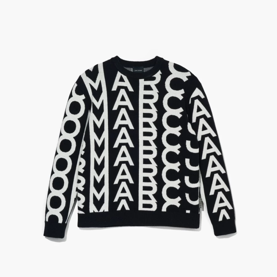 Marc Jacobs Black/Ivory Monogram Oversized Crewneck Sweatshirt