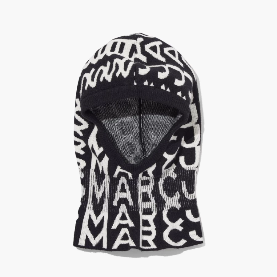 Marc Jacobs Monogram Balaclava - Black Ivory Knit Ski Mask Winter Face Cover
