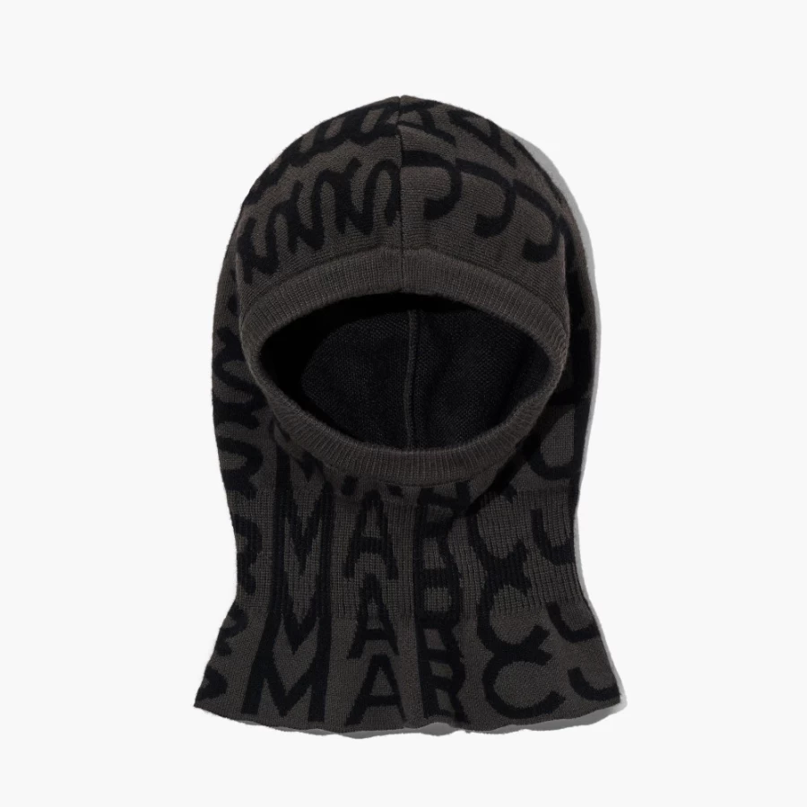 Marc Jacobs Monogram Balaclava - Black & Charcoal Ski Mask for Winter