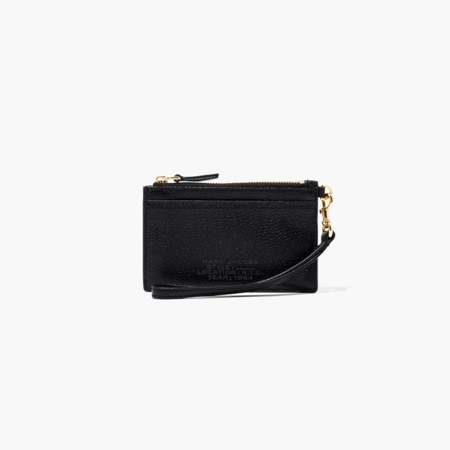 Marc Jacobs Black Leather Top Zip Wristlet Crossbody Bag