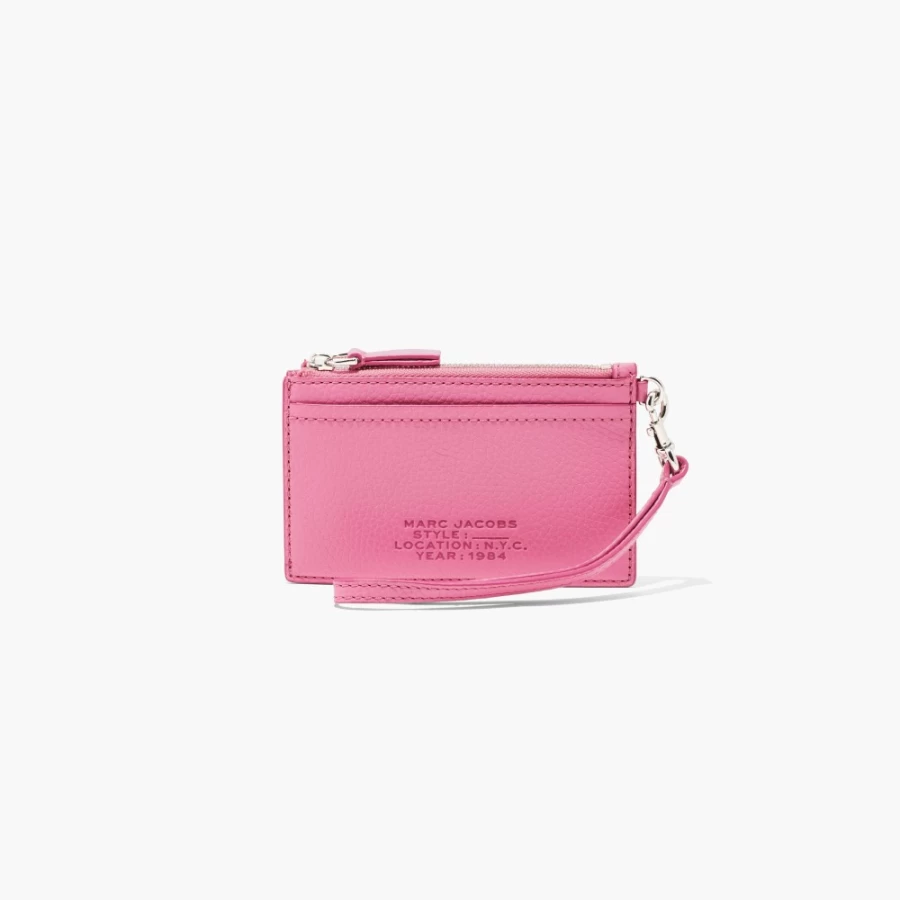 Marc Jacobs Candy Pink Leather Top Zip Wristlet Crossbody Bag