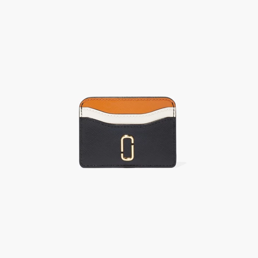 Marc Jacobs Snapshot Card Case in Black & Honey Ginger Multi - Stylish Compact Wallet