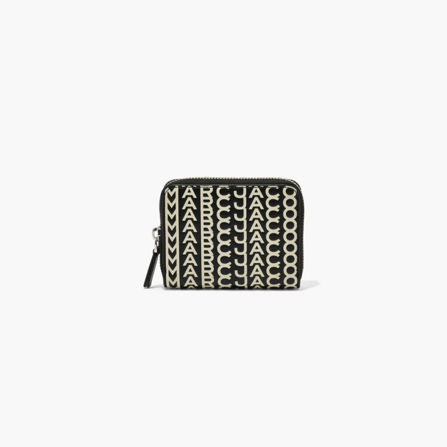 Marc Jacobs Monogram Leather Zip Around Wallet in Black & White
