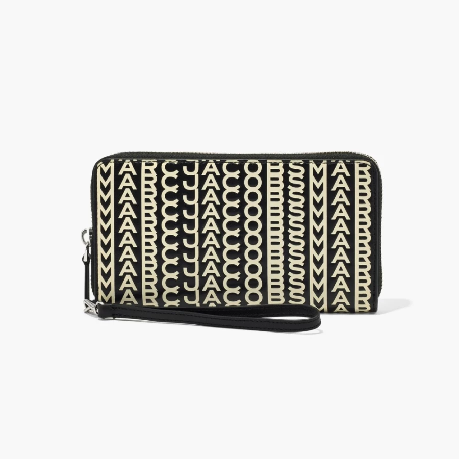 Marc Jacobs Monogram Leather Continental Wristlet Wallet in Black & White