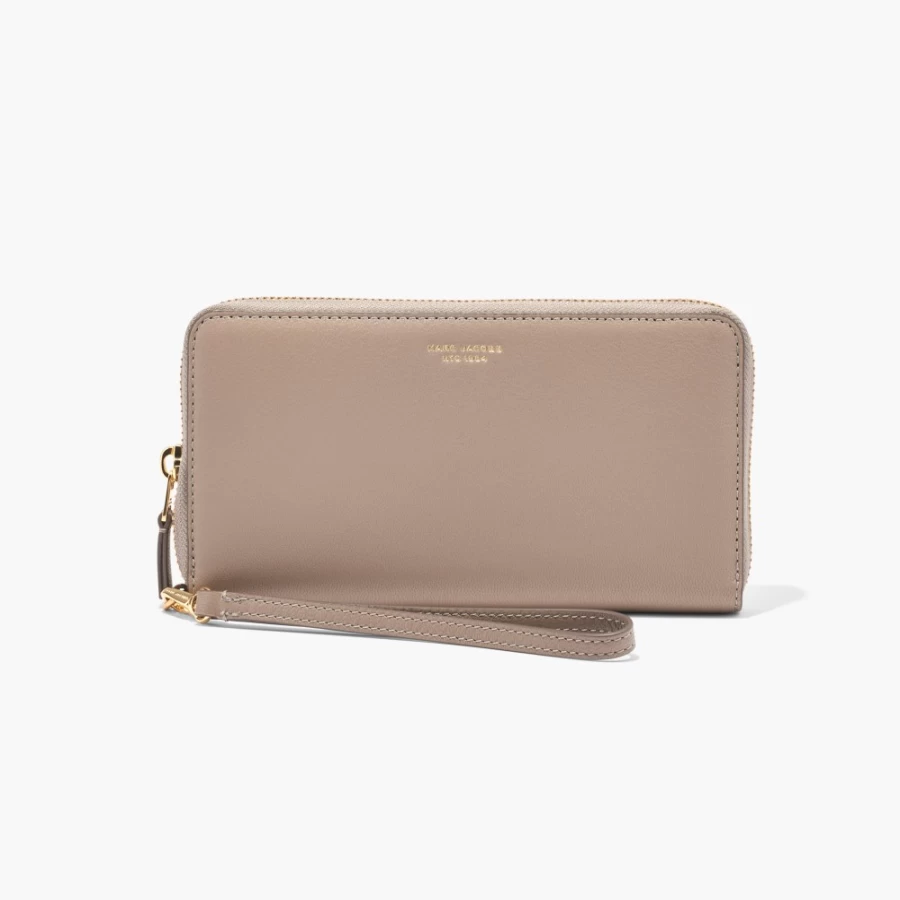Marc Jacobs The Slim Continental Wristlet Wallet in Cement - Compact & Stylish Crossbody Bag
