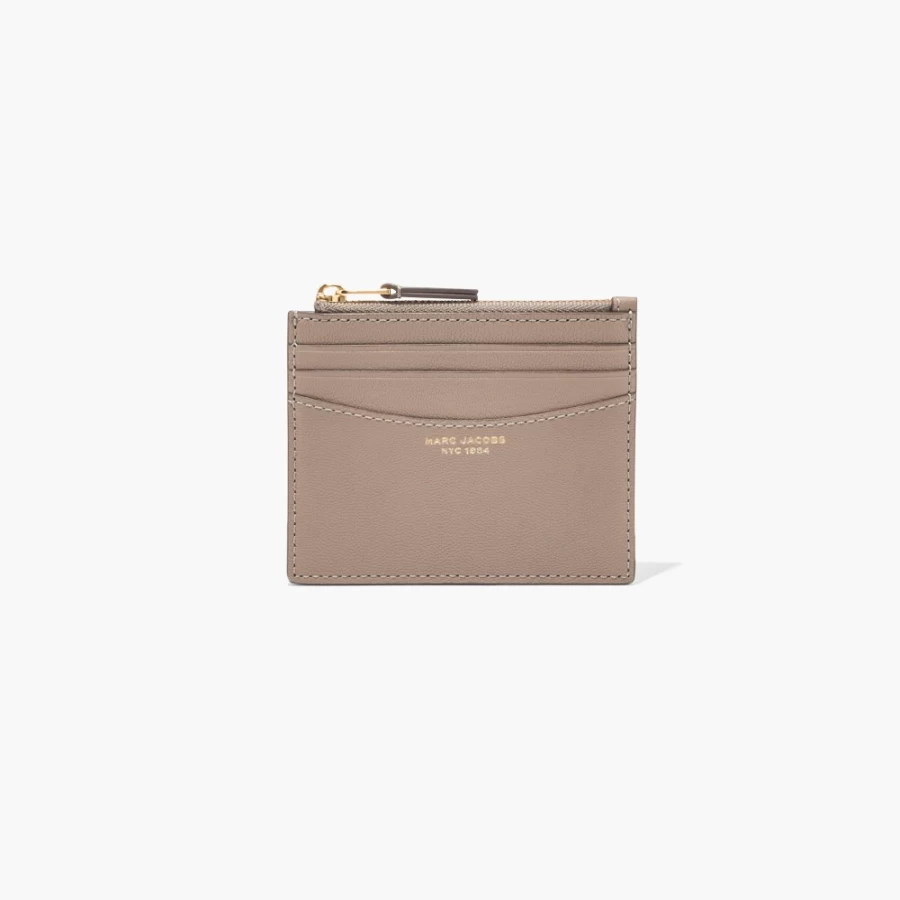 Marc Jacobs Slim 84 Zip Card Case in Cement - Compact RFID-Blocking Wallet
