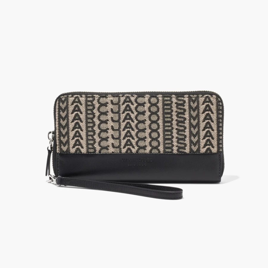 Marc Jacobs Monogram Jacquard Continental Wristlet Wallet in Beige Multi