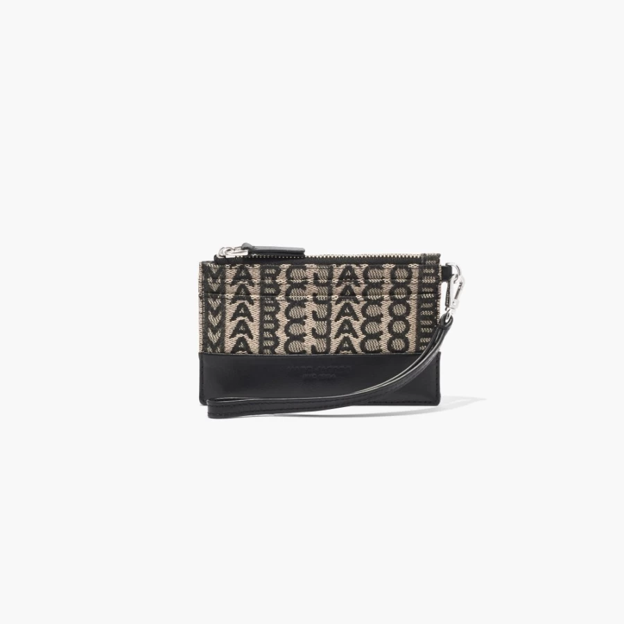 Marc Jacobs Monogram The Top Zip Wristlet in Beige Multi
