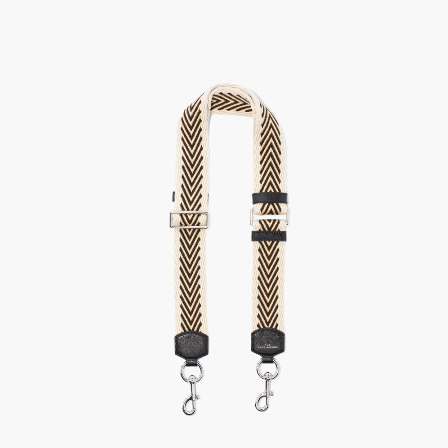 Marc Jacobs Black Multi/Nickel Arrow Webbing Strap - Adjustable Fashion Belt