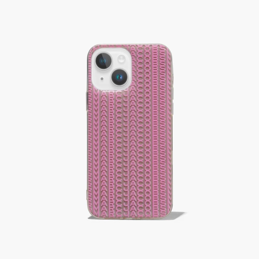 Marc Jacobs The Monogram iPhone 14 Case in Taupe & Pink - Luxury Designer Cover