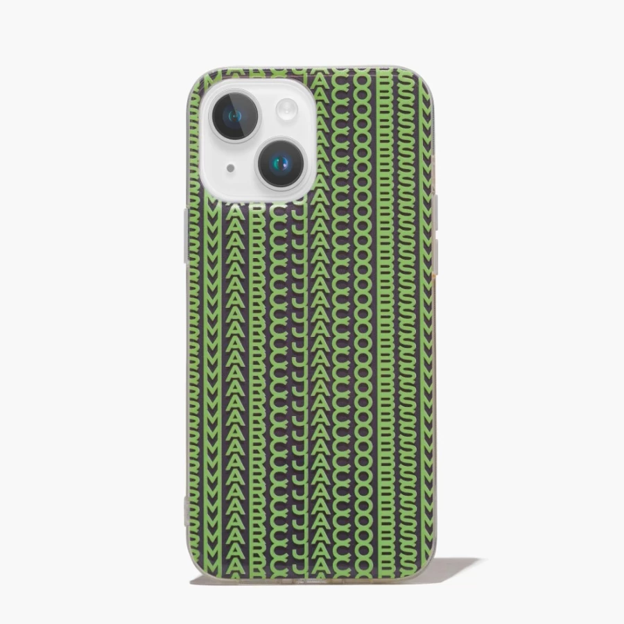 Marc Jacobs Monogram Grey & Fluro Green iPhone 14 Plus Case