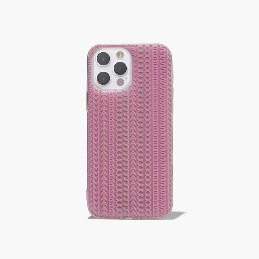 Marc Jacobs The Monogram Taupe & Pink iPhone 14 Pro Case - Luxury Designer Phone Cover